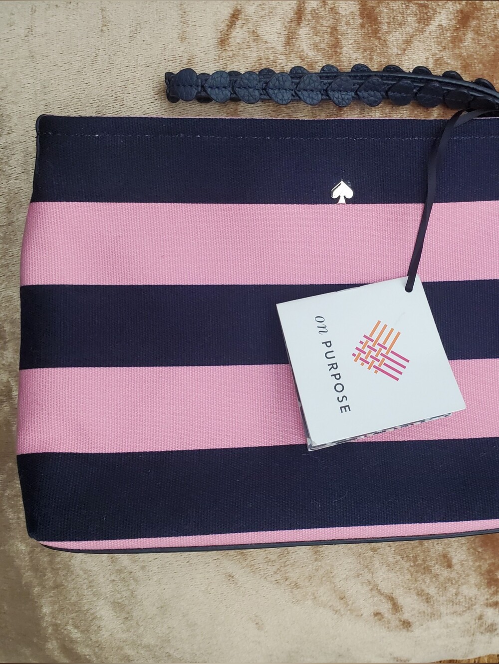 kate spade Pink and Navy Striped Wristlet